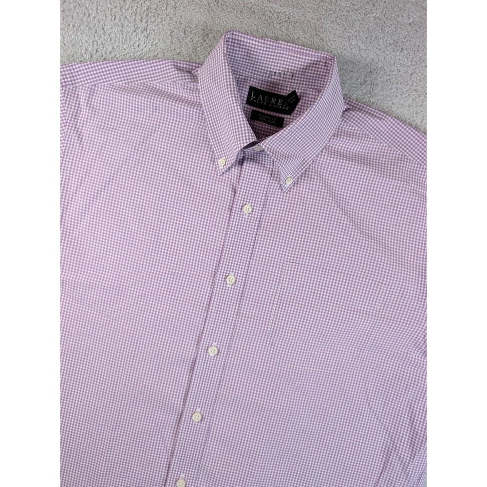 Lauren Ralph Lauren Mens 16 32/33 Classic Non Iron‎ Gingham Dress Shirt Purple
